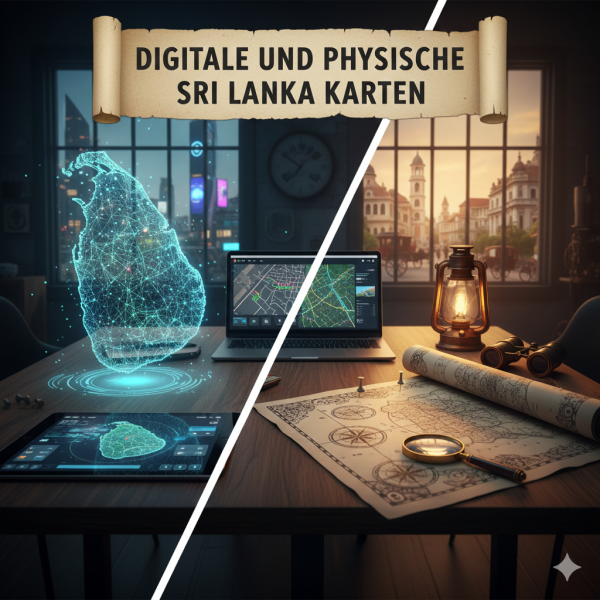 Digitale und physische Sri Lanka Karten