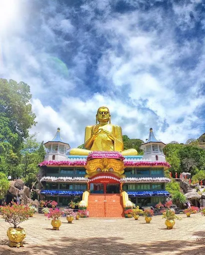 Dambulla Rock Temple exterior view overlooking Cultural Triangle
