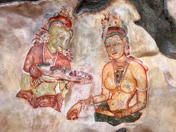 Sigiriya ancient frescoes Mirror Wall paintings 5th century